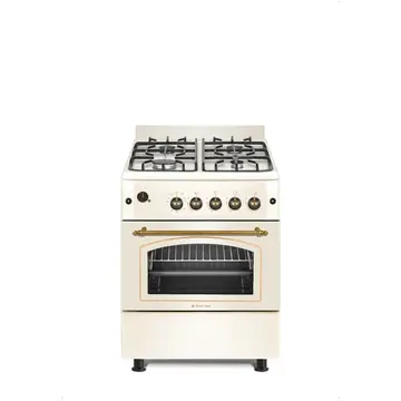 Aragaz rustic 4 arzatoare gaz, Cuptor pe gaz, 60x60cm, Studio Casa SIENNA, FE60/60G, Rotisor, Grill gaz, Ventilatie Turbo, gratare fonta, culoare crem