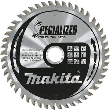 Makita Disc de fierăstrău pentru lemn 165x20 mm, 48 dinți B-33015