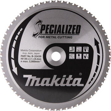 Makita Panza fierastrau circular, otel, 305x25.4x2.1 mm, 60 dinti