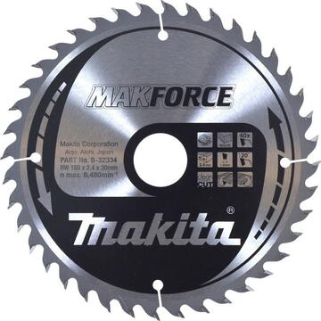 Makita Lamă de ferăstrău circular  MAKFORCE 180 mm alezaj 30 mm număr de dinți 40 lemn B-32334