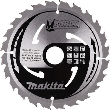 Makita MFORCE - Panza fierastrau circular, lemn, 185x30x2 mm, 24 dinti