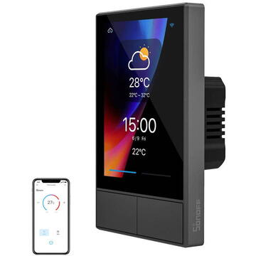 Intrerupator inteligent Sonoff 49500, Wireless, Negru
