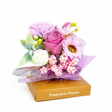 GLOBIZ Decor cu flori artificiale - trandafir - 11 x 11 x 14 cm