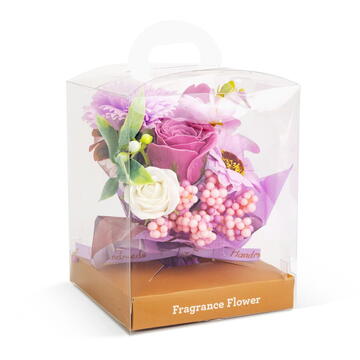 GLOBIZ Decor cu flori artificiale - trandafir - 11 x 11 x 14 cm