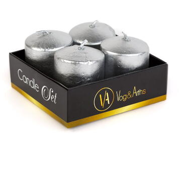 Vog und Arths Set de lumânări – argintiu, fără parfum – 4 x 45 g