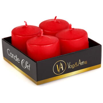 Vog und Arths Set de lumânări – roșu, fără parfum – 4 x 45 g