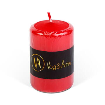 Vog und Arths Lumânare cilindrică – roșie, fără parfum – 130 g