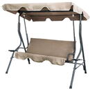GLOBIZ Balansoar de grădină - 170 x 110 x 153 cm - bej închis - cu suport pentru pahare