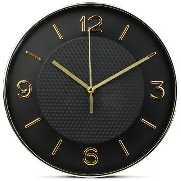 GLOBIZ Ceas de perete - 25 cm - plastic, sticlă - 1 x AA - negru