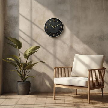 GLOBIZ Ceas de perete - 25 cm - plastic, sticlă - 1 x AA - negru