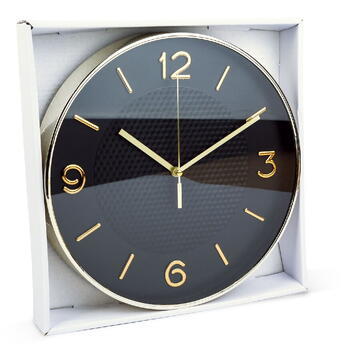 GLOBIZ Ceas de perete - 25 cm - plastic, sticlă - 1 x AA - negru