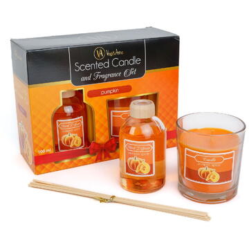 Vog und Arths Set lumânare parfumată și odorizant cu bețe - dovleac - 120 g + 100 ml