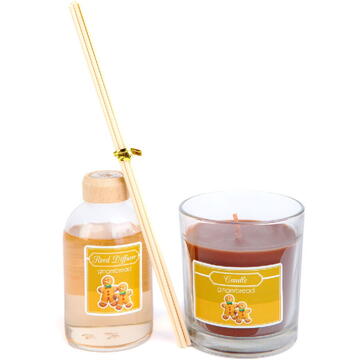 Vog und Arths Set lumânare parfumată și odorizant cu bețe - turtă dulce - 120 g + 100 ml