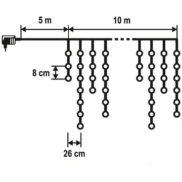 Somogyi Perdea de lumini cu LED-uri, 200 buc LED-uri color, pt. exterior