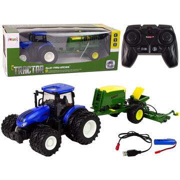 Lean Toys Tractor RC cu telecomandă 1:24 Belarka Albastru