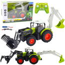 Lean Toys Tractor agricol cu ​​cupă rotativă și excavator 2 în 1, controlat de la distanță 2.4G