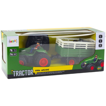 Lean Toys Tractor agricol cu ​​remorcă și furci, controlat de la distanță, RC 2.4G