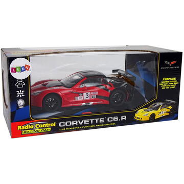Lean Toys Mașină sport de curse cu telecomandă, 1:18 Corvette C6.R, lumini roșii 2.4 G