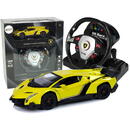 Lean Toys Mașină cu telecomandă Lamborghini Veneno galben 2.4 G telecomandă volan lumini sonore