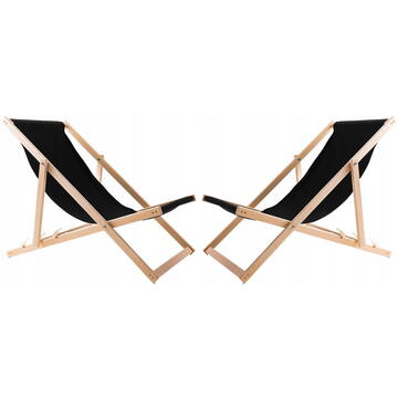 Set  masă + 2 șezlongur NEGRE, Woodok