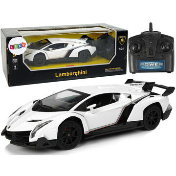 Lean Toys Mașină sport R/C 1:24 Lamborghini Veneno White 2.4 G Lights