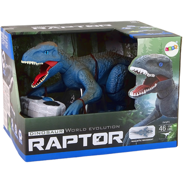 Lean Toys Sunete de dinozaur Velociraptor cu telecomandă, răcnește albastru