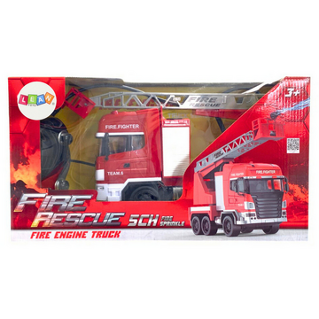 Lean Toys Mașină de pompieri cu telecomandă cu braț, lumini de pulverizare RC