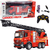 Lean Toys Scară extensibilă pentru camion de pompieri cu telecomandă, pulverizare cu apă 2.4G 11CH