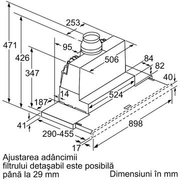 Hota Bosch Hota incorporabila 4 trepte de putere, Putere de absorbtie 729 mc/h, 90 cm, inox