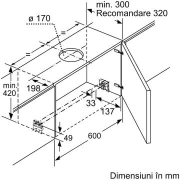 Hota Bosch Hota incorporabila 4 trepte de putere, Putere de absorbtie 729 mc/h, 90 cm, inox