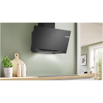Hota Bosch Hota incorporabila decorativa Seria 8 3 trepte + 2 intensiv, Putere de absorbtie 1007 mc/h, 90 cm, Sticla neagra