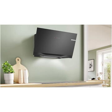 Hota Bosch Hota incorporabila decorativa Seria 8 3 trepte + 2 intensiv, Putere de absorbtie 1007 mc/h, 90 cm, Sticla neagra