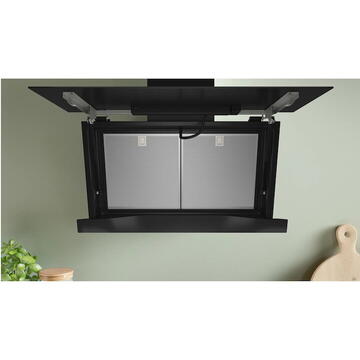 Hota Bosch Hota incorporabila decorativa Seria 8 3 trepte + 2 intensiv, Putere de absorbtie 1007 mc/h, 90 cm, Sticla neagra