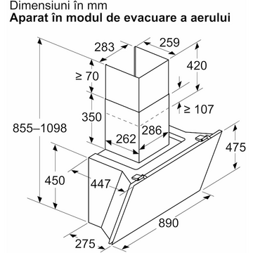 Hota Bosch Hota incorporabila decorativa Seria 8 3 trepte + 2 intensiv, Putere de absorbtie 1007 mc/h, 90 cm, Sticla neagra
