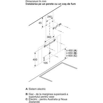 Hota Bosch Hota incorporabila decorativa Seria 8 3 trepte + 2 intensiv, Putere de absorbtie 1007 mc/h, 90 cm, Sticla neagra