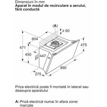 Hota Bosch Hota incorporabila decorativa Seria 8 3 trepte + 2 intensiv, Putere de absorbtie 1007 mc/h, 90 cm, Sticla neagra