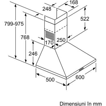 Hota Bosch Hota incorporabila decorativa Putere absortie 570 m3/h , 1 motor, 60 cm, Inox