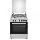 Samus Aragaz 4 arzatoare (1 wok), Cuptor pe gaz, 55 L, Grill, Timer, Aprindere electrica plita, Siguranta plita + cuptor, Inox