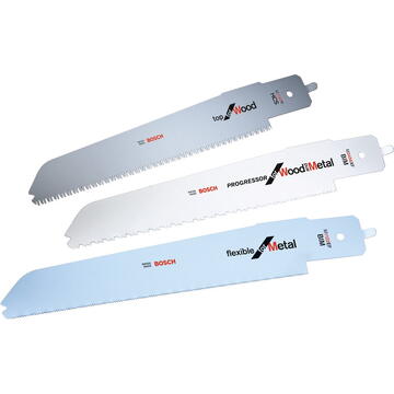 Bosch Set 3 lame de fierastrau vertical pentru PFZ 500 E, pentru lemn si metal, lungime 235 mm