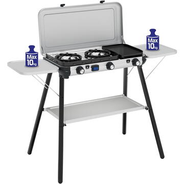 Campingaz Camping Kitchen 2 Multi Cook Plus (grey, 2 hobs 2x 1.8 kW + grill plate 0.9 kW, model 2025)
