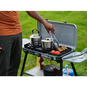 Campingaz Camping Kitchen 2 Multi Cook Plus (grey, 2 hobs 2x 1.8 kW + grill plate 0.9 kW, model 2025)