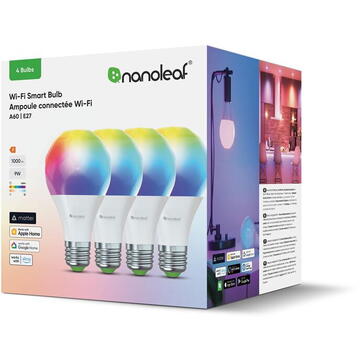 Nanoleaf Matter Wi-Fi A19 Smart E27 Bulb 4PK