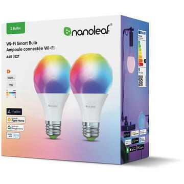 Nanoleaf Matter Wi-Fi A19 Smart E27 Bulb 2PK