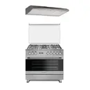 90 cm Prato Inox Studio Casa, 5 zone de gatit si Hota Clasica 90 cm Inox, Gaz, Inox