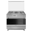 Gaz 90 cm Prato Inox Studio Casa, 5 zone de gatit, Gaz, Wok, Cuptor gaz,  Rotisor, Timer mecanic, Grill electric, Gratar fonta,  Aprindere electrica, Clasa energetica A, Inox, dubla ventilatie coacere