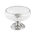 Osena Bol decorativ din sticla pentru servire fructe uscate, nuci, gustari, Deco Art, Diametru 17 cm, Finisaje argintii