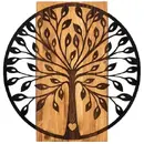 Studio Casa Decoratiune de perete Deco Art, Lemn si metal, 56 x 57.5 cm, Maro nuc/Negru