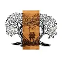 Studio Casa Decoratiune de perete Deco Art, Lemn si metal, 76 x 57.5 cm, Maro nuc/Negru