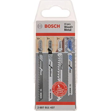 Bosch Set panze fierastrau pendular pentru lemn si metal, 92-100 mm, 15 buc