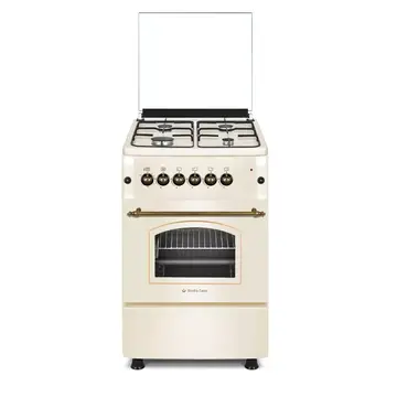 Aragaz rustic 4 arzatoare gaz, Cuptor gaz, 50x55cm, Studio Casa Verona Retro,  Aprindere electrica, Gril electric, Crem